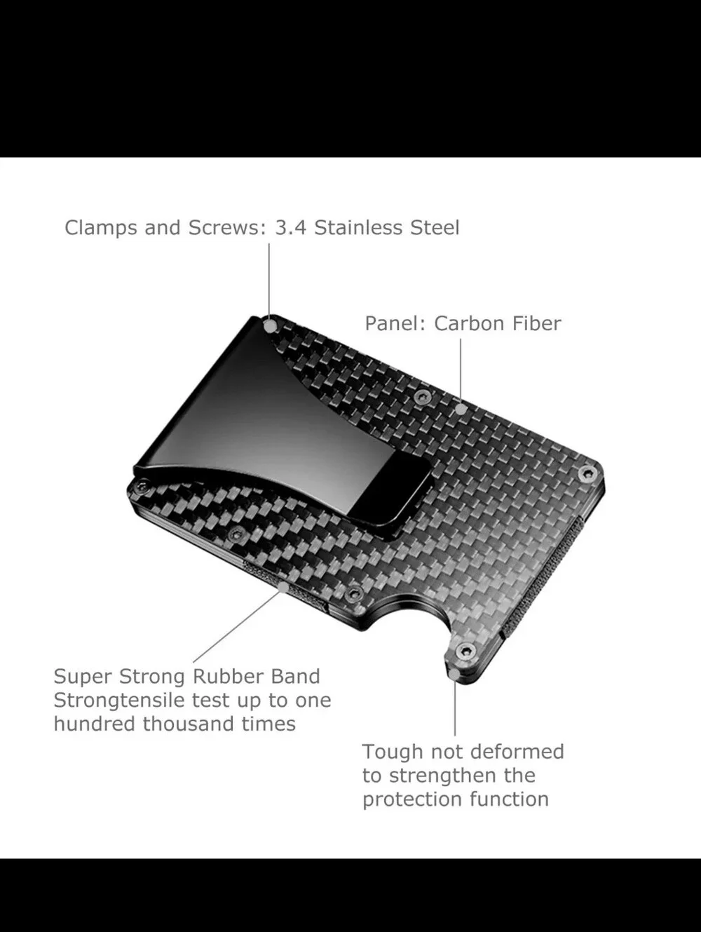 Mens RFid carbon fiber  credit card and money clip nwt